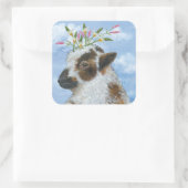 Lam met wilde bloemen stickers (Tas)