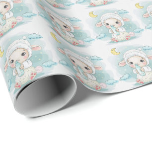 Lam Schattige Baby pastel Waterverf Patroon Cadeaupapier