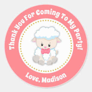 Lam Verjaardagsfeestje Stickers Roze Meisje