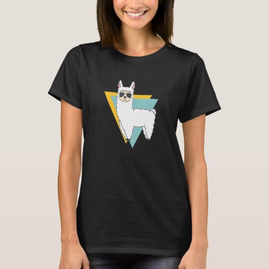 Lama Alpaca Animal Retro Geometric Triangl T-shirt (Voorkant)