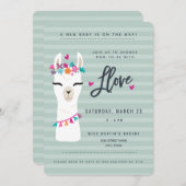 Lama baby shower Invitation // Amour lama (Devant / Derrière)