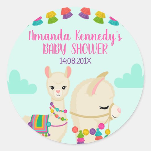 Lama Baby shower Sticker (Voorkant)