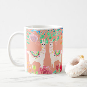 Lama bloemen koffiemok