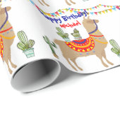 lama cactus gelukkig verjaardag wrapping papier (Rol Hoek)