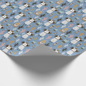 Lama, Cactus, Handgetekende Elementenpatroon. Cadeaupapier (Hoek)