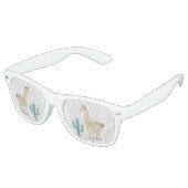 Lama cactus witte achtergrond leuk retro zonnebril (Gekanteld)