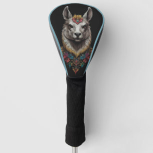 Lama en bloemportret, golfheadcover