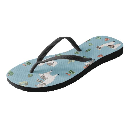 Lama en cactus patroon teenslippers (Schuin)
