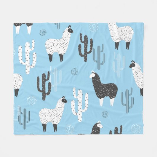 Lama en cactus, schattig patroon. fleece deken (Voorkant (Horizontaal))