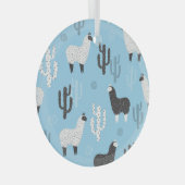 Lama en cactus, schattig patroon. glas ornament (Voorkant Rechts)