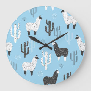 Lama en cactus, schattig patroon. grote klok