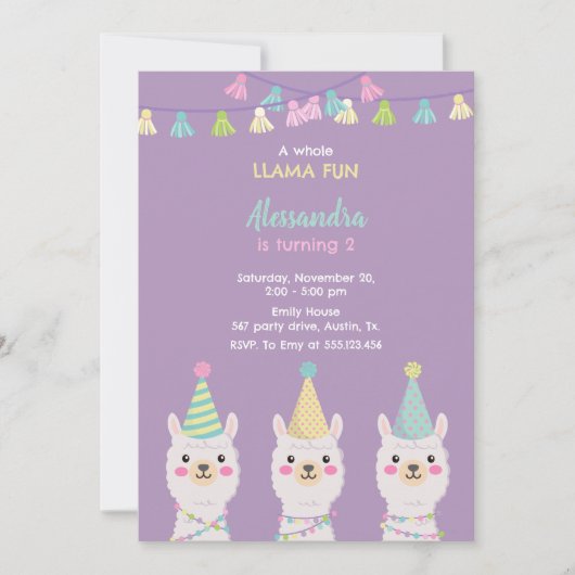 Lama feestuitnodiging kaart (Voorkant)