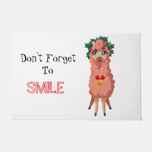 lama in kerstdeurmat deurmat (Voorkant)