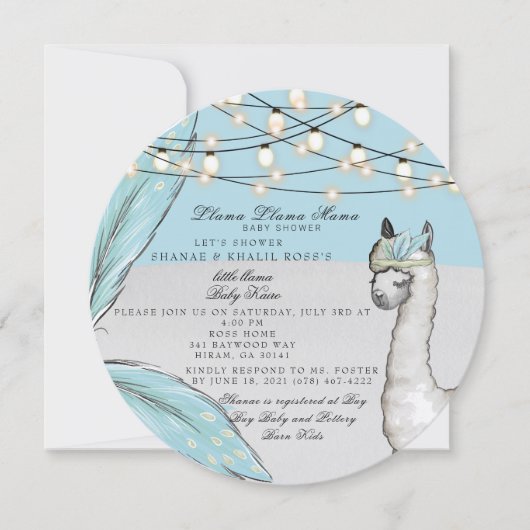 LAMA LAMA MAMA II Baby shower Invitation (Devant)