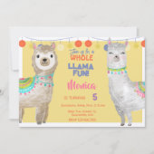 Lama leuke, kleurrijke kinderen verjaardag in geel kaart (Voorkant)