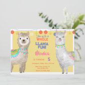 Lama leuke, kleurrijke kinderen verjaardag in geel kaart (Staand voorkant)