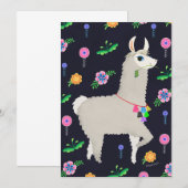 Lama met bloemen DIY Blank Kaart (Voorkant / Achterkant)