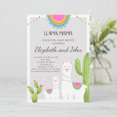 Lama met Cactus Baby shower Invitation Kaart (Staand voorkant)