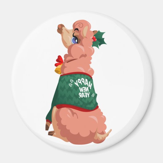 lama met kerstmis magneet (Voorkant)