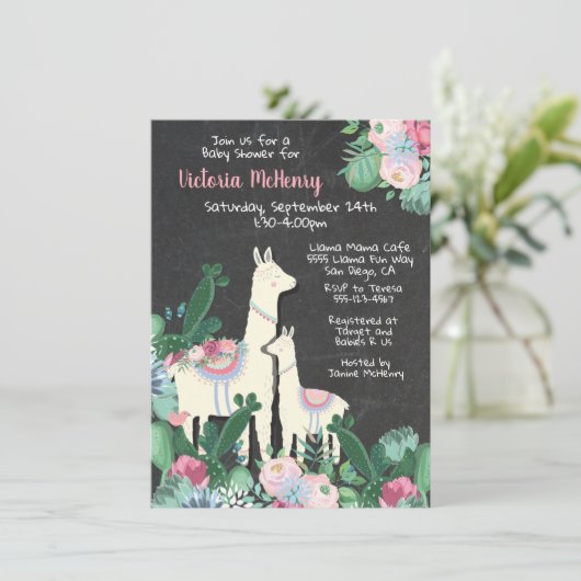 lama momma Fiesta invitations à la douche bébé (Debout devant)