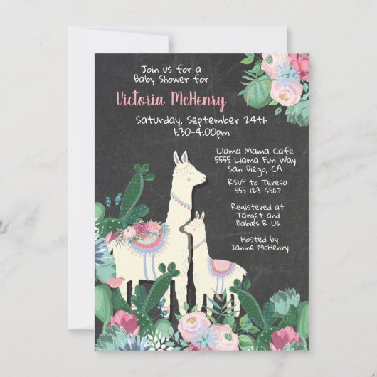 lama momma Fiesta invitations à la douche bébé (Devant)