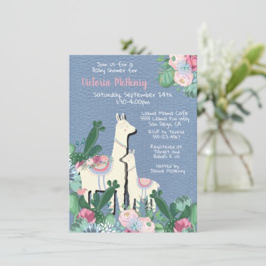 lama momma Fiesta invitations à la douche bébé (Debout devant)