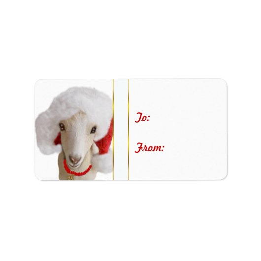 LaMancha Santa Hat Geit Kerstcadeau Label Sticker (Voorkant)
