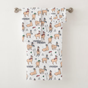 Lamas dans le motif de ski de casquettes et