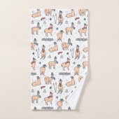 Lamas dans le motif de ski de casquettes et (Serviette à main)