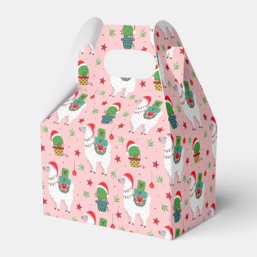 Lamas en cactussen kerstpatroon bedankdoosjes (Achterkant)