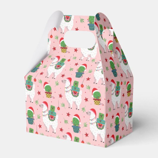 Lamas en cactussen kerstpatroon bedankdoosjes (Voorkant Zijde)