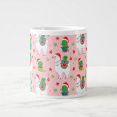 Lamas en cactussen kerstpatroon extra grote beker (Voorkant)