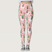 Lamas en cactussen kerstpatroon leggings (Voorkant)