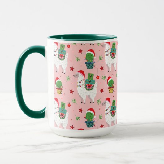 Lamas en cactussen kerstpatroon mok (Links)