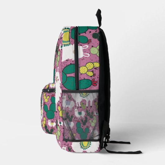 Lamas en cactussen roze bedrukte rugzak (Rechts)