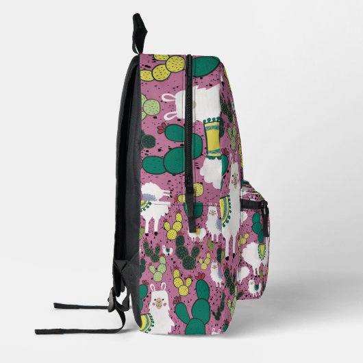 Lamas en cactussen roze bedrukte rugzak (Links)