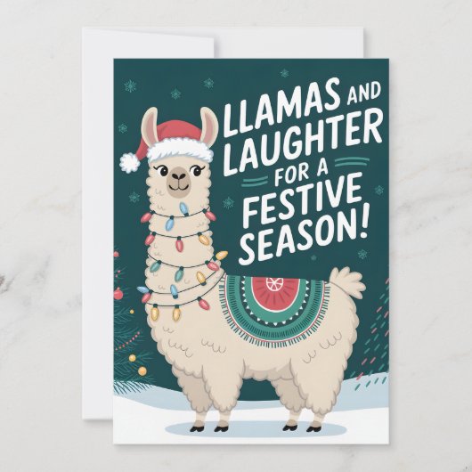 Lamas en feestelijk seizoen - Kerstkaart (Voorkant)