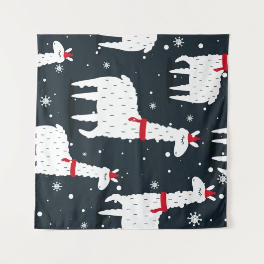 Lama's, handgetekende achtergrond. Kleurrijk naadl Wandkleed (Voorkant (horizontaal))