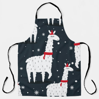 Lamas, met de hand getekende achtergrond. Kleurig  Schort