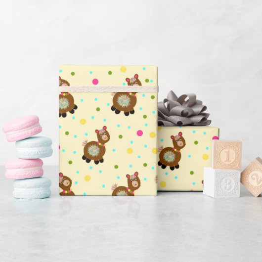 Lamas patroon cadeaupapier (Baby Shower)