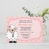 Lamb Baby Girl Douche Invitations (Debout devant)
