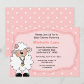 Lamb Baby Girl Douche Invitations (Devant / Derrière)
