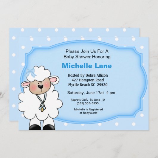Lamb Baby Jongen Douche Uitnodigingen (Voorkant / Achterkant)