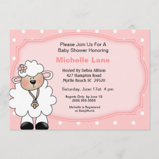 Lamb Baby Meisje Douche Uitnodigingen