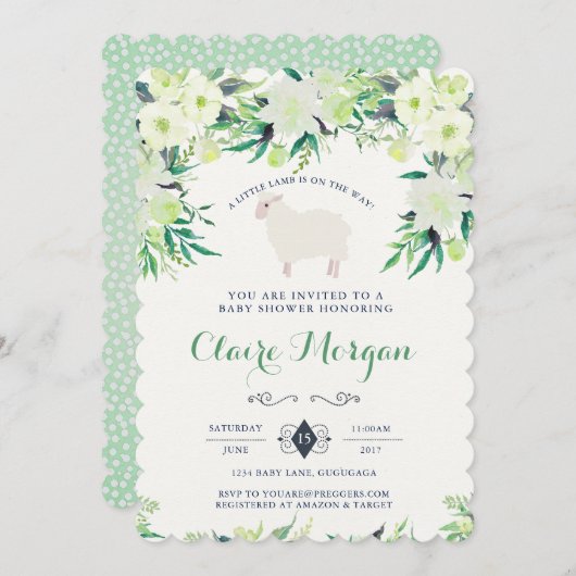 Lamb Baby shower Uitnodiging (Voorkant / Achterkant)