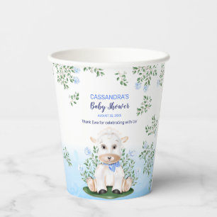 Lamb Blue Floral Baby shower Papieren Bekers