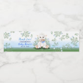 Lamb Blue Floral Baby shower Waterfles Etiket (Enkel label)