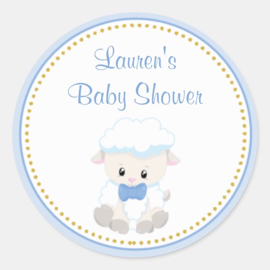 Lamb Boy Baby shower Favor Stickers (Voorkant)