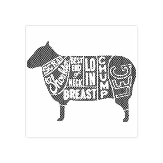 Lamb Butcher Grafiek Rubberstempel (Afrduk)