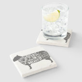 Lamb Butcher Grafiek Stenen Onderzetter (Zijkant)